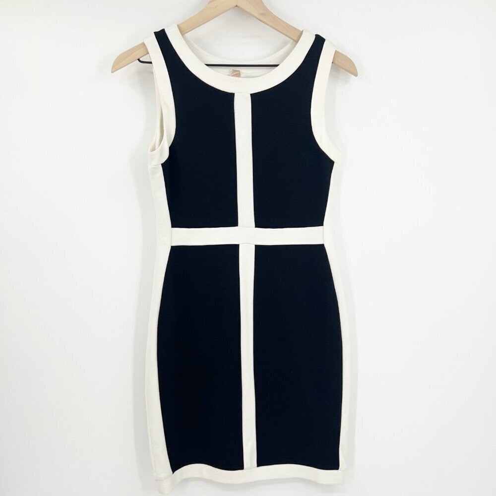 Bailey 44 Stretch Ponte Knit Black White Sheath Dress Small Work Office